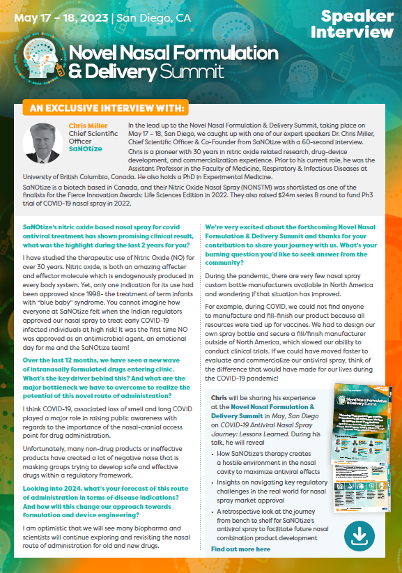 Speaker Interview - Chris Miller SaNOtize